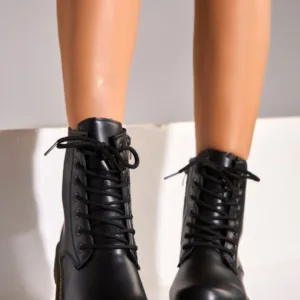 Ghete Dama Imblanite Negre din Piele Ecologica Yazlin