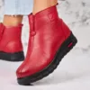 Ghete Dama Imblanite Rosii din Piele Ecologica Sarika