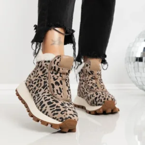 Ghete Dama LF80023-2 Leopard Inchis | Mei