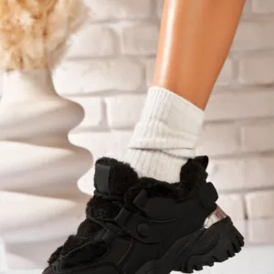 Ghete Dama Sport Negre din Piele Ecologica Alissa