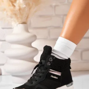 Ghete Dama Sport Negre din Piele Ecologica Araya