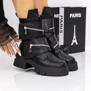 Ghete Dama cu Platforma 3AD11 Negru | Mei