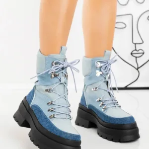 Ghete Dama cu Platforma 3AD55 Albastru | Mei