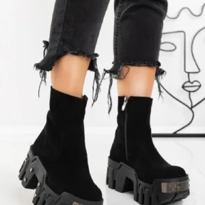 Ghete Dama cu Platforma 3AD63 Negru | Mei