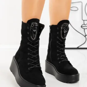 Ghete Dama cu Platforma 3AH17 Negru | Mei