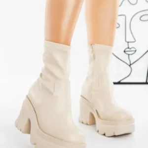 Ghete Dama cu Platforma Y2017 Bej | Mia Shoes