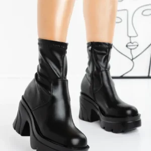 Ghete Dama cu Platforma Y2017 Negru | Mia Shoes