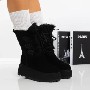 Ghete Dama din piele naturala 3ASJN76 Negru | Mei