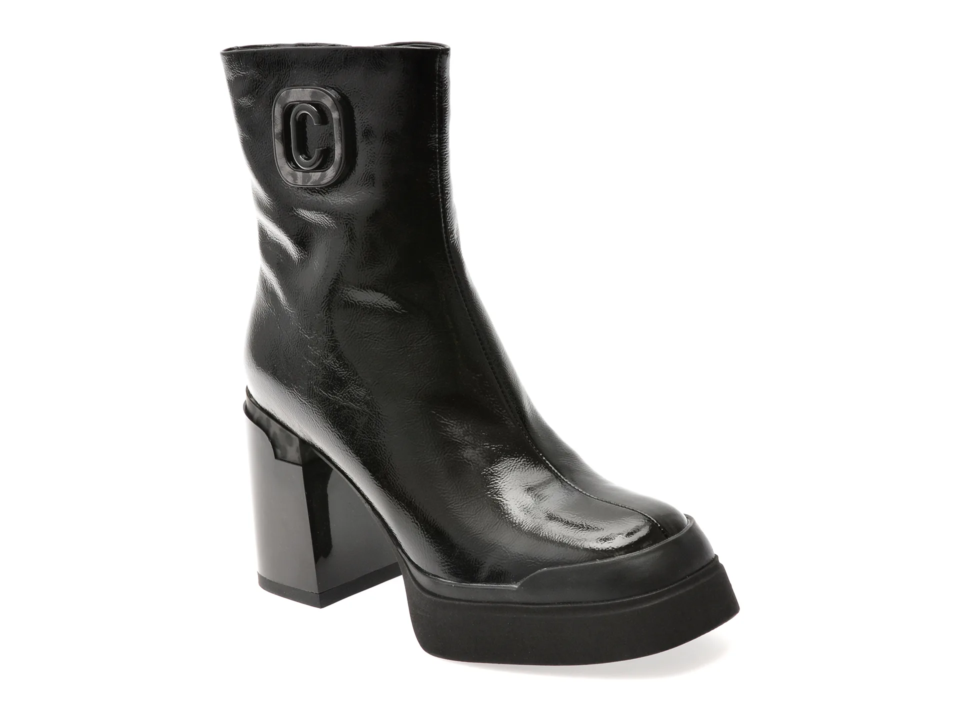 Ghete FLAVIA PASSINI negre, WK2716, din piele naturala lacuita 1 Ghete FLAVIA PASSINI negre