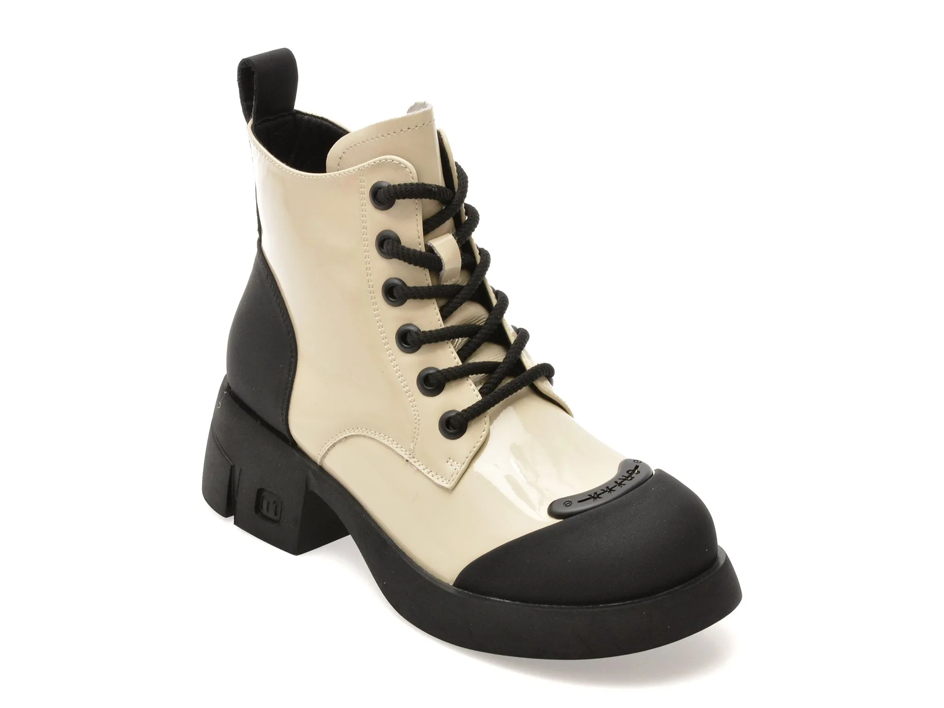 Ghete GRYXX alb-negru, B98, din piele naturala lacuita 1 Ghete GRYXX alb-negru