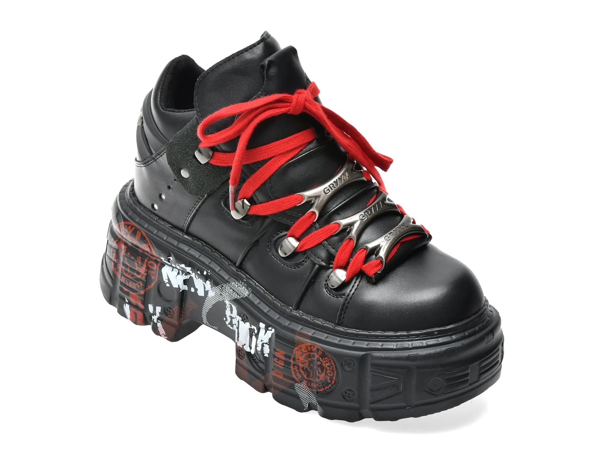 Ghete GRYXX negre, YQ082, din piele ecologica 1 Ghete GRYXX negre