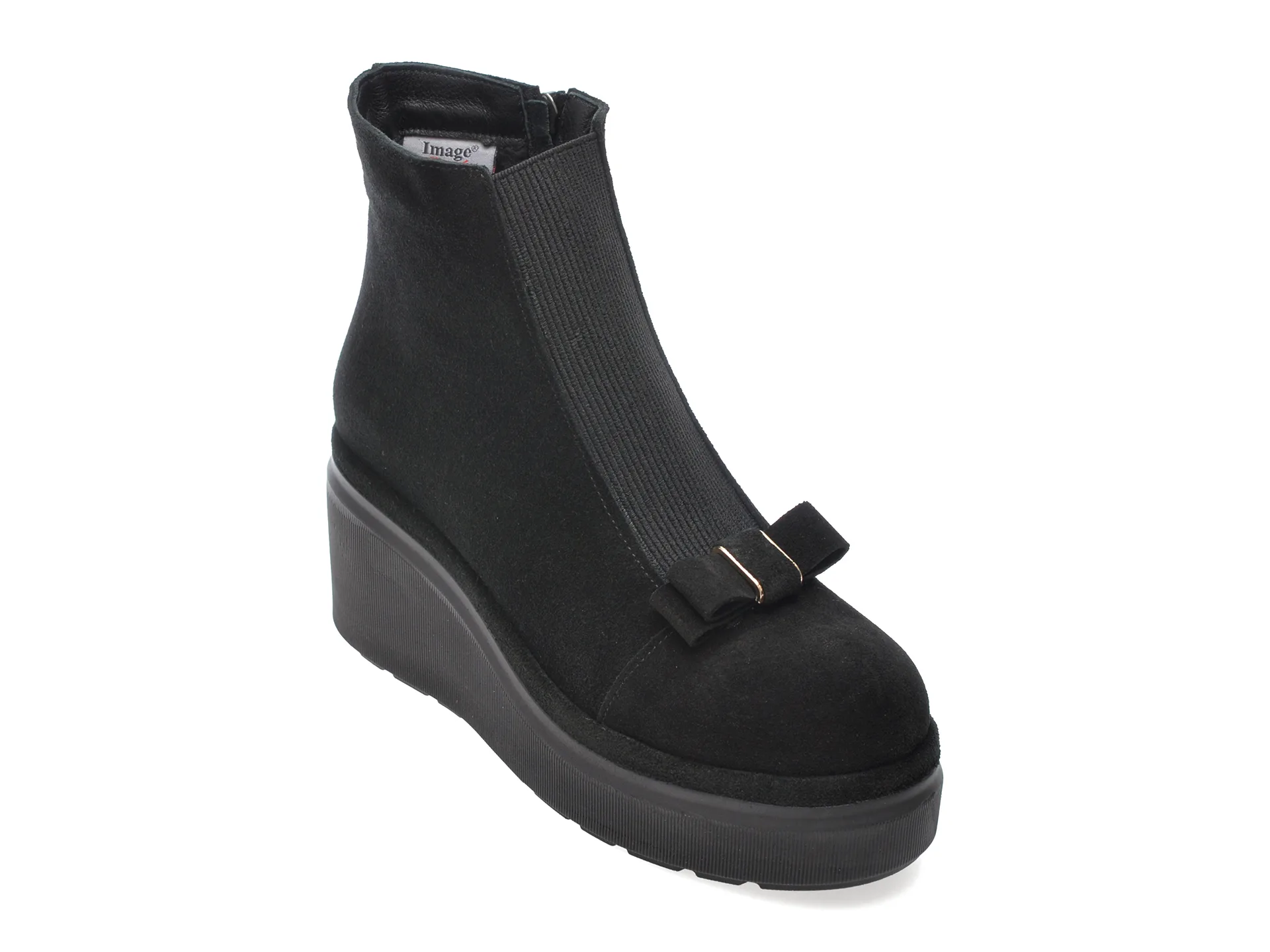 Ghete IMAGE negre, 117K574, din piele intoarsa 1 Ghete IMAGE negre