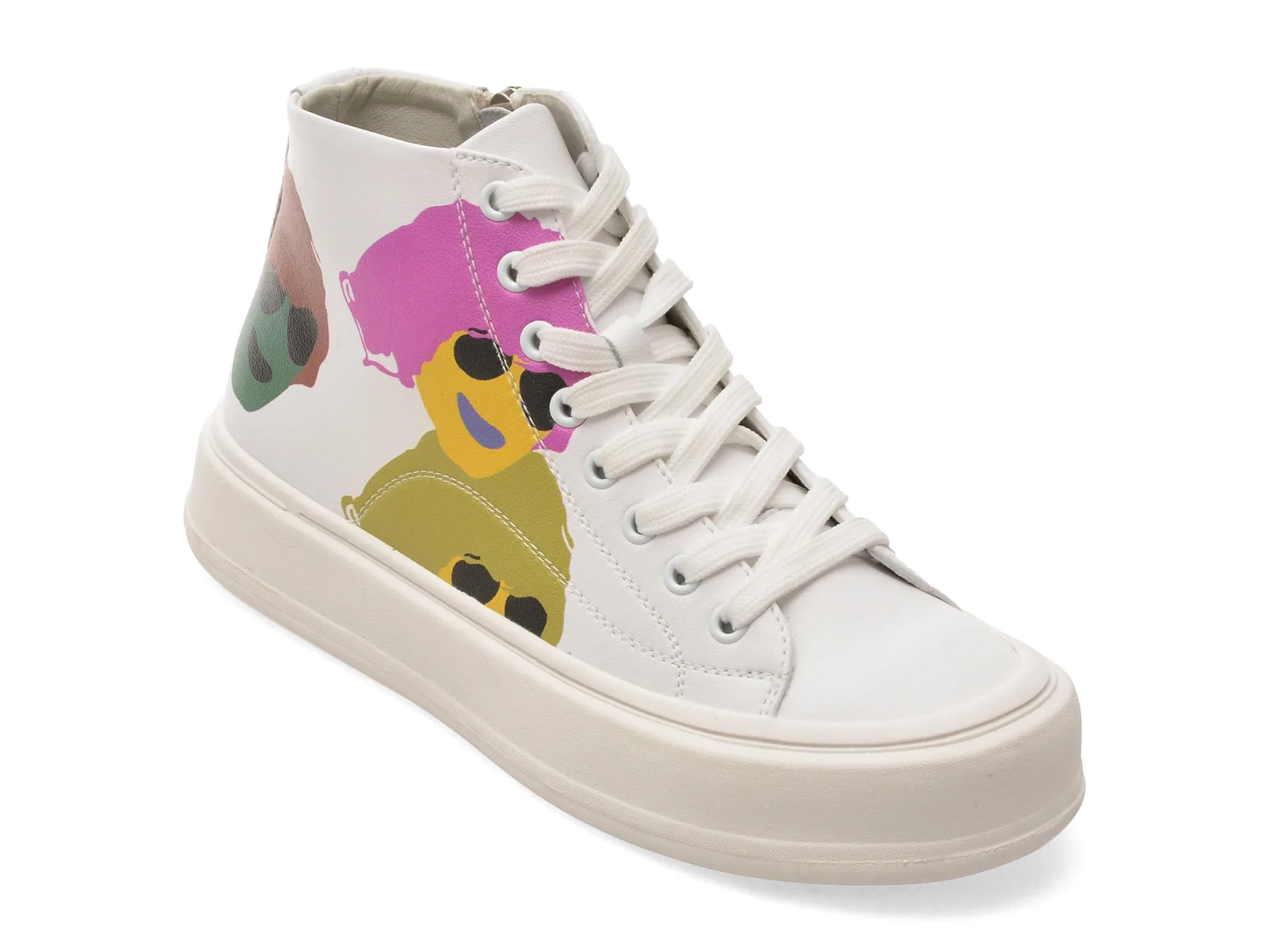 Ghete PASS COLLECTION albe, KL60005, din piele naturala 1 Ghete PASS COLLECTION albe