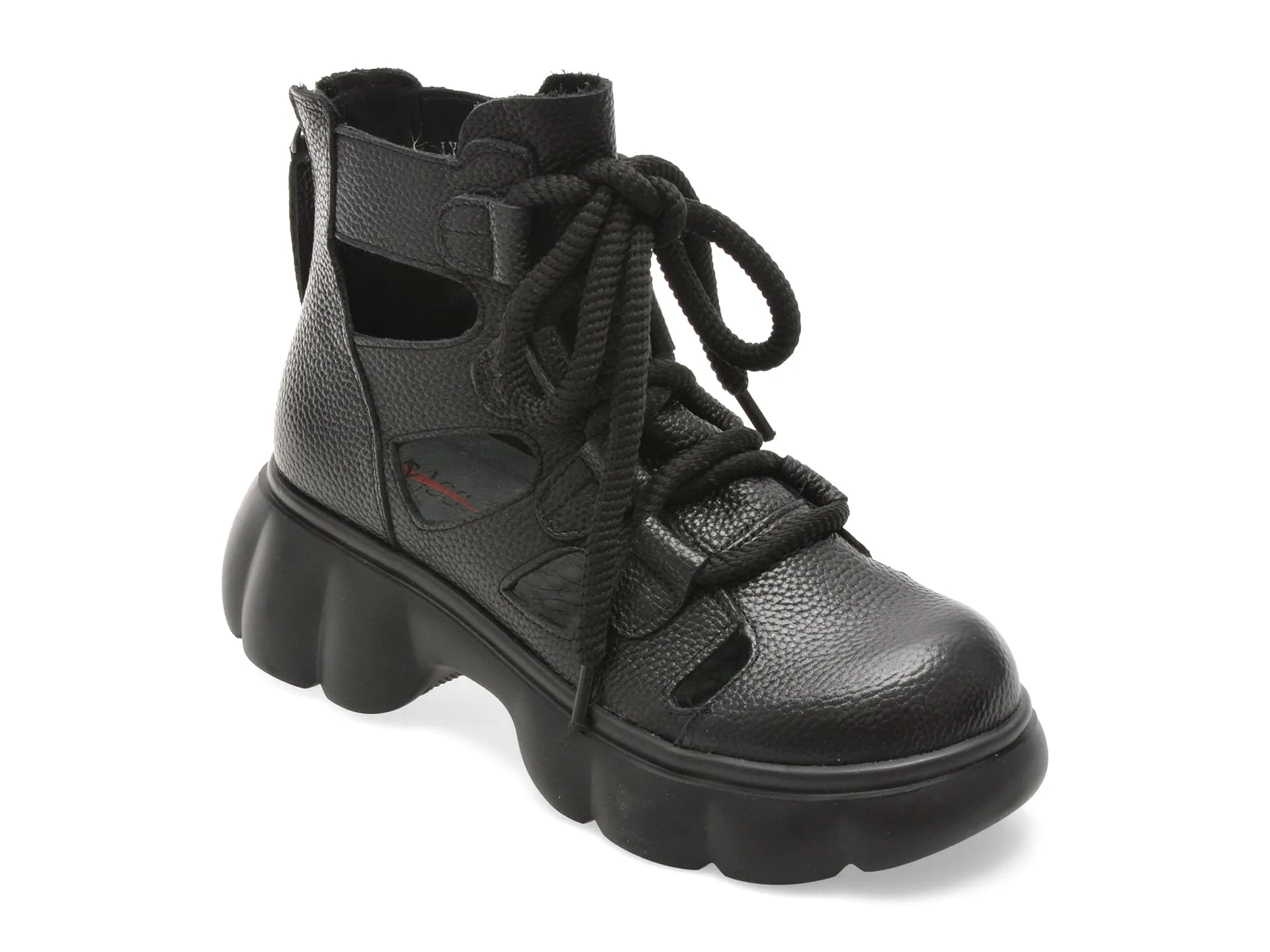 Ghete PASS COLLECTION negre, LY60003, din piele naturala 1 Ghete PASS COLLECTION negre