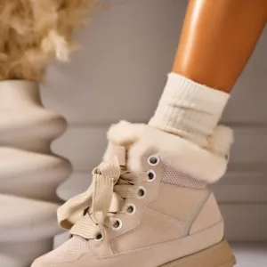 Ghete Piele Naturala Intoarsa dama Bej Zelene