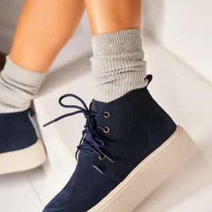 Ghete Piele Naturala Intoarsa dama Bleumarin Airyn