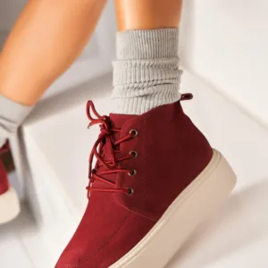 Ghete Piele Naturala Intoarsa dama Bordo Airyn