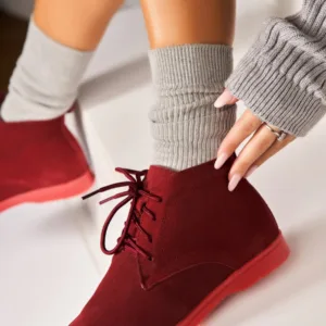 Ghete Piele Naturala Intoarsa dama Bordo Ariona