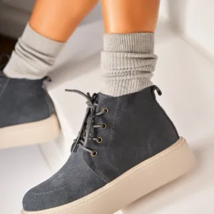 Ghete Piele Naturala Intoarsa dama Gri Airyn