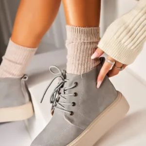 Ghete Piele Naturala Intoarsa dama Gri Airyn2