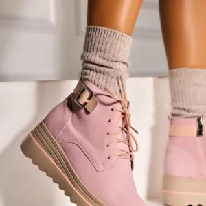 Ghete Piele Naturala Intoarsa dama Roz Maleny