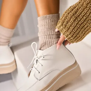 Ghete Piele Naturala dama Albe Teana