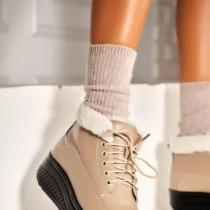 Ghete Piele Naturala dama Bej Leiani