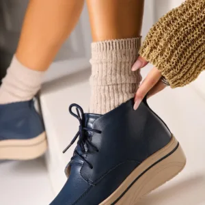 Ghete Piele Naturala dama Bleumarin Teana