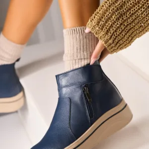 Ghete Piele Naturala dama Bleumarin Wanita