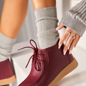 Ghete Piele Naturala dama Bordo Delmy