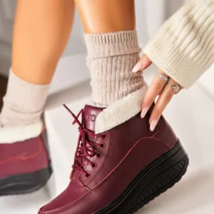 Ghete Piele Naturala dama Bordo Leiani