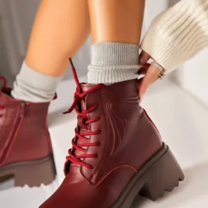 Ghete Piele Naturala dama Bordo Melena