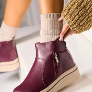 Ghete Piele Naturala dama Bordo Wanita