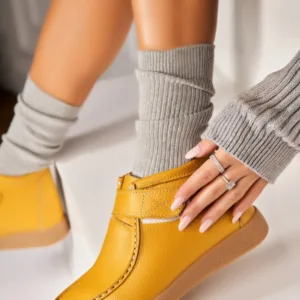 Ghete Piele Naturala dama Galbene Ilena