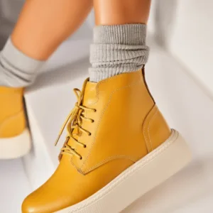 Ghete Piele Naturala dama Galbene Shirin