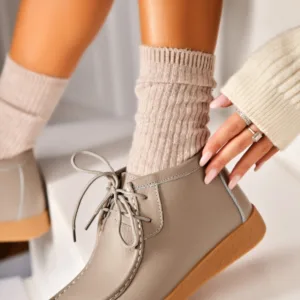 Ghete Piele Naturala dama Gri Delmy