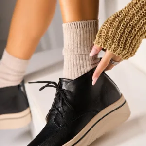 Ghete Piele Naturala dama Negre Teana