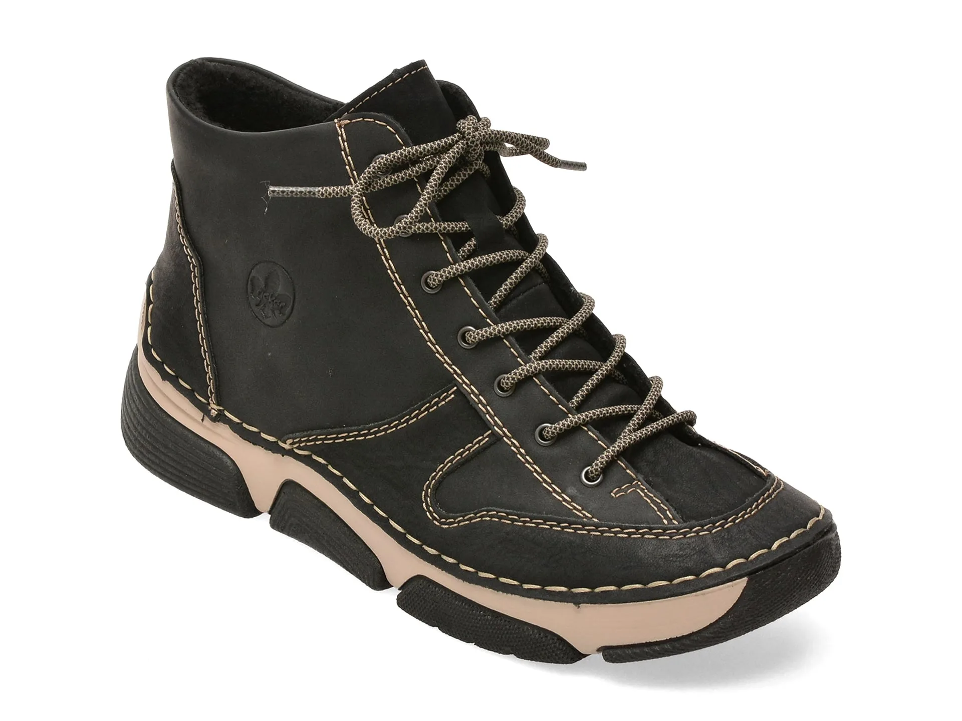 Ghete RIEKER negre, 45906, din piele naturala 1 Ghete RIEKER negre