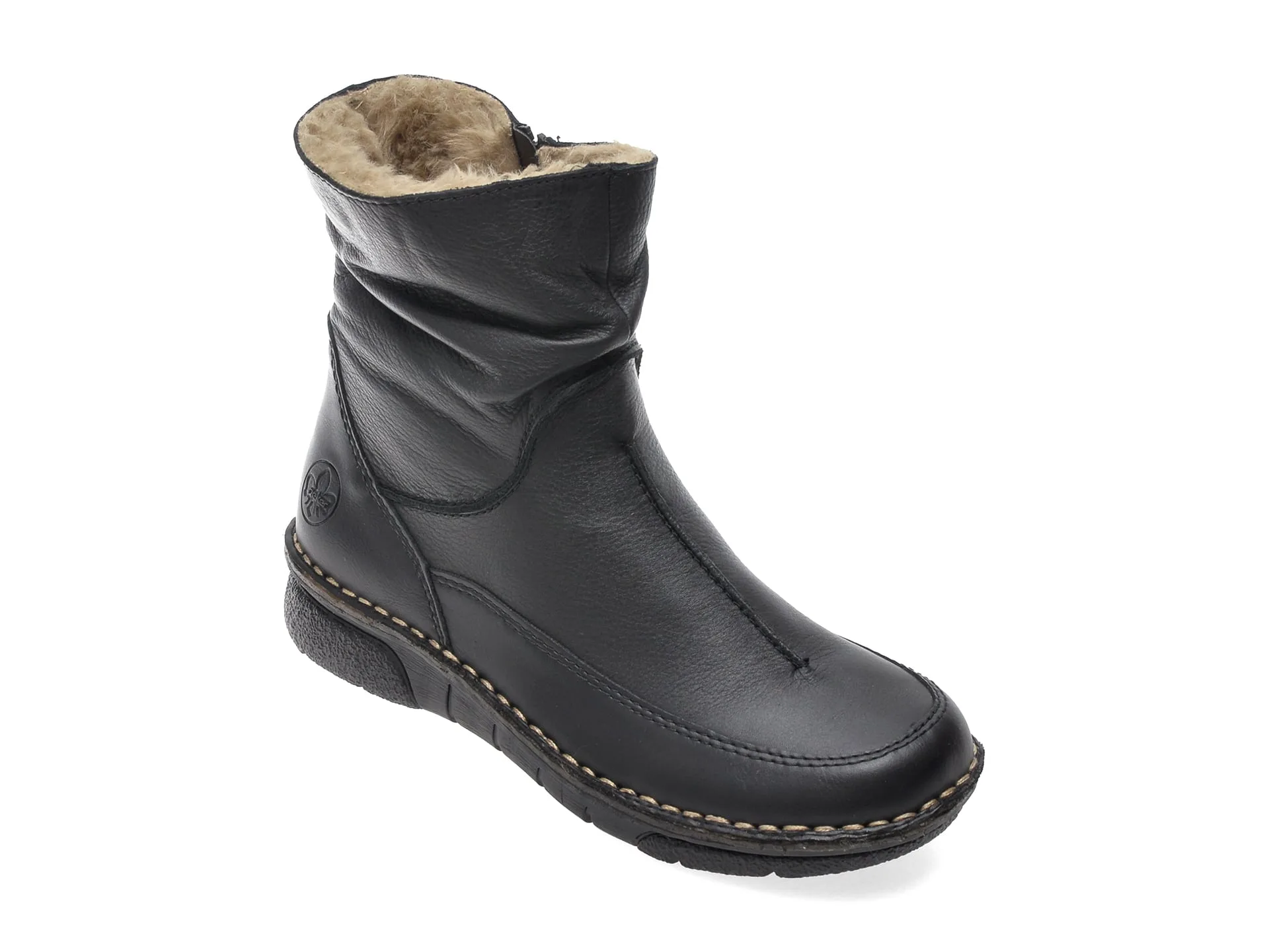 Ghete RIEKER negre, 73366, din piele naturala 1 Ghete RIEKER negre