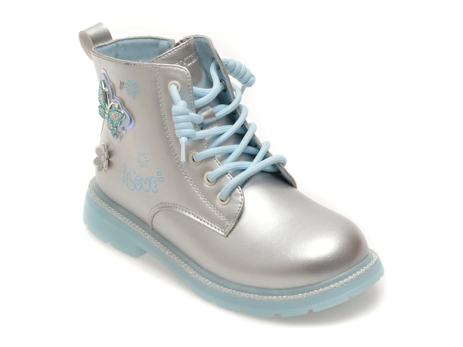 Ghete SELECTION KIDS argintii, 53007, din piele ecologica 1 Ghete SELECTION KIDS argintii
