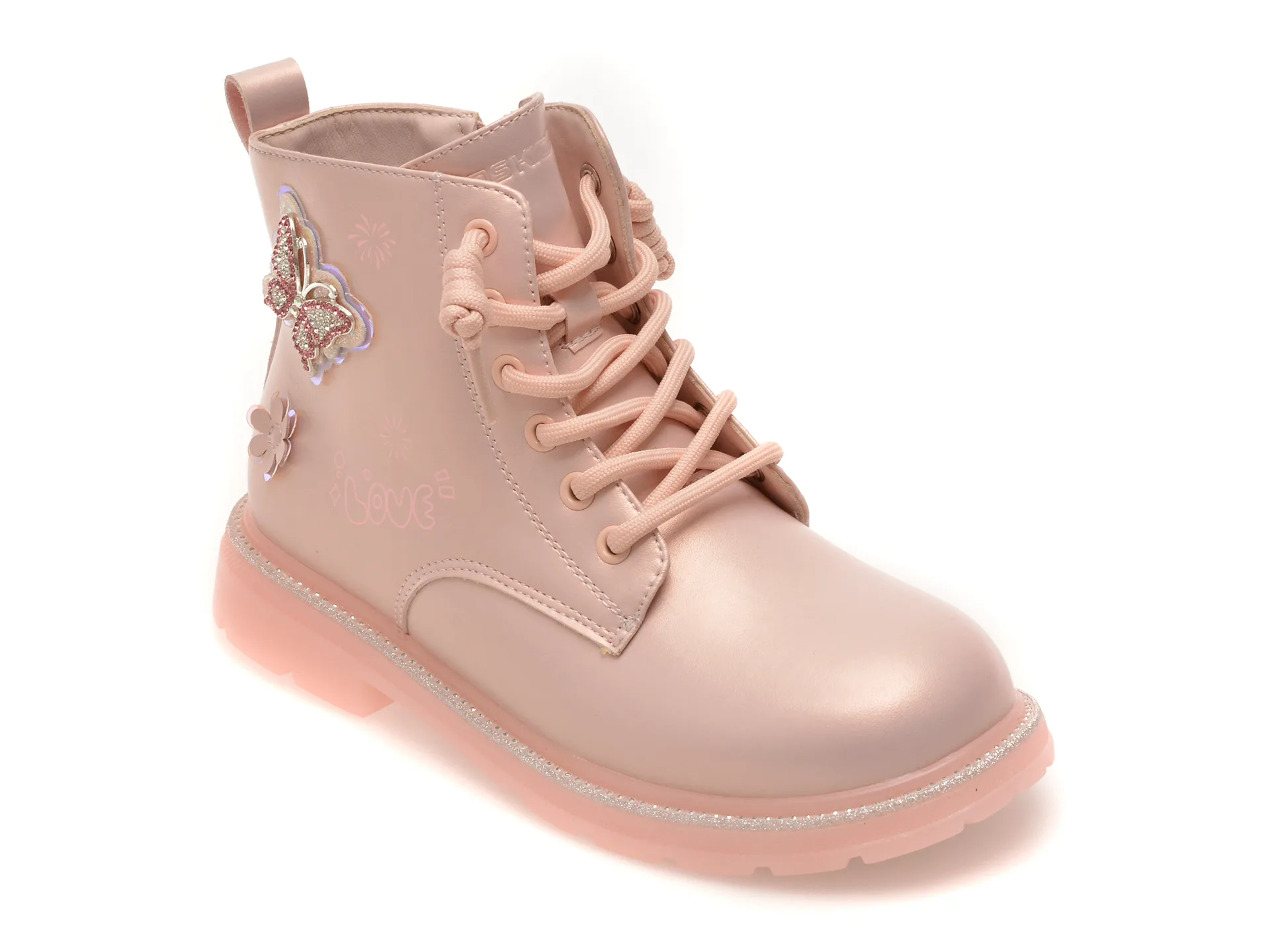Ghete SELECTION KIDS roz, 53007, din piele ecologica 1 Ghete SELECTION KIDS roz
