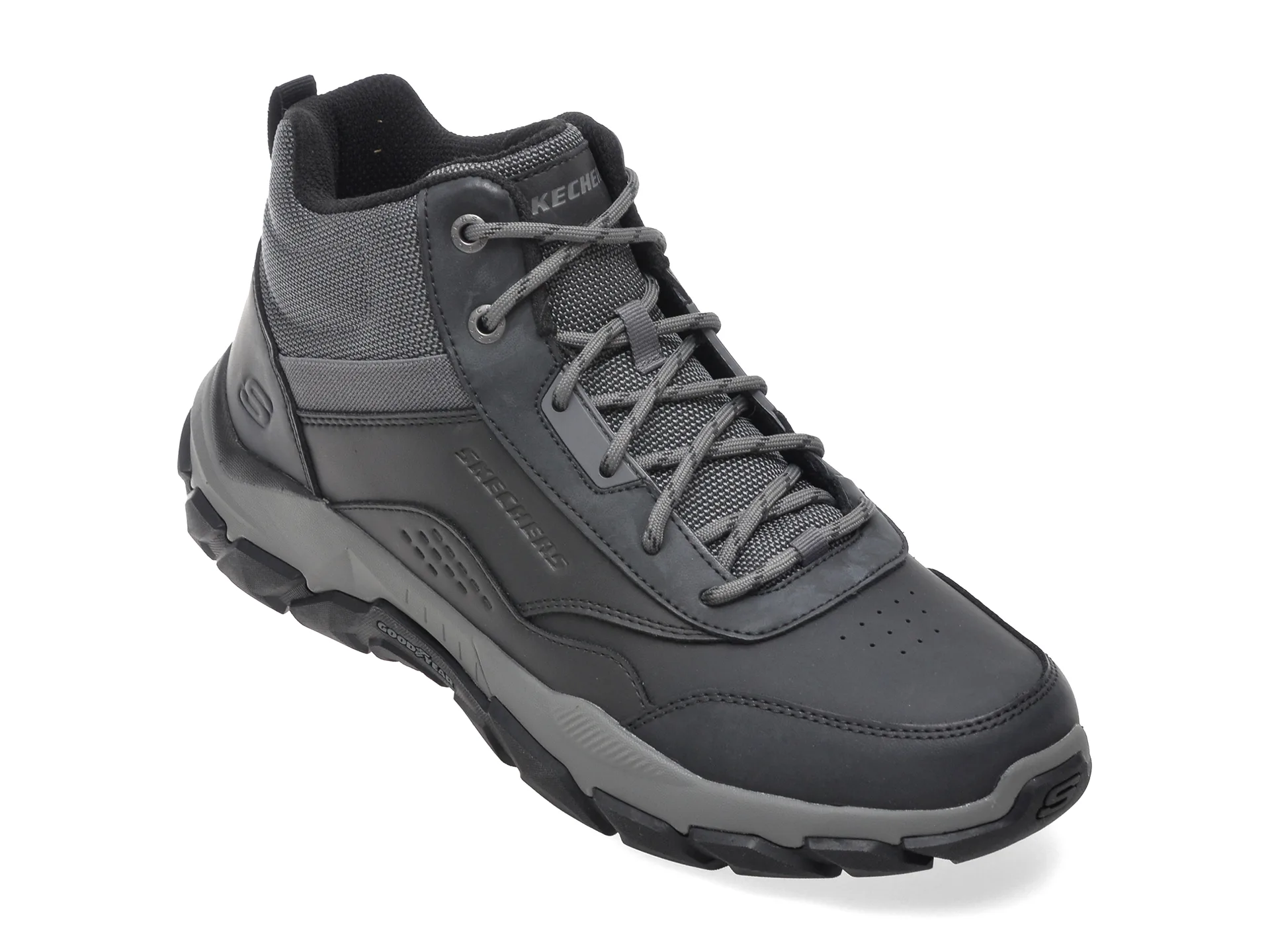 Ghete SKECHERS gri, SANTORO, din piele naturala 1 Ghete SKECHERS gri