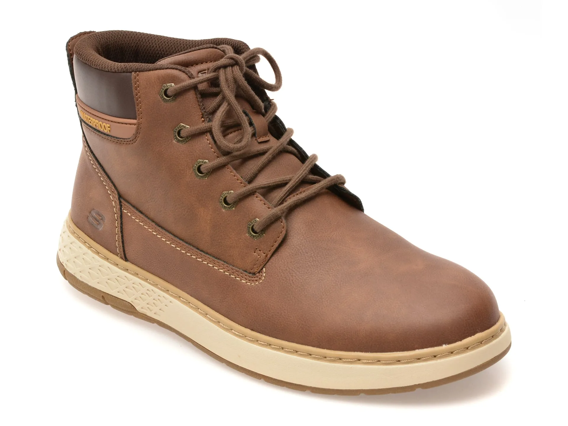 Ghete SKECHERS maro, GARLAN, din piele ecologica 1 Ghete SKECHERS maro
