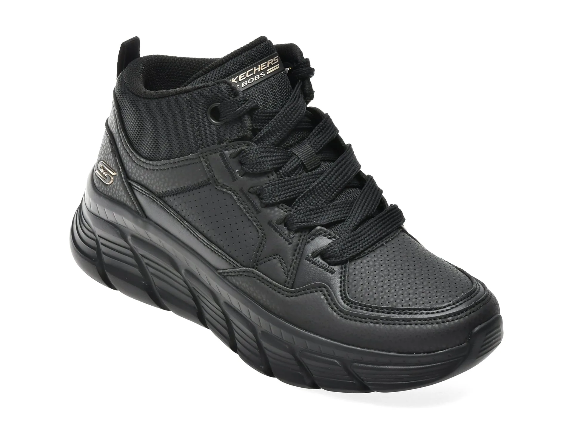 Ghete SKECHERS negre, BOBS B FLEX HI, din piele ecologica 1 Ghete SKECHERS negre