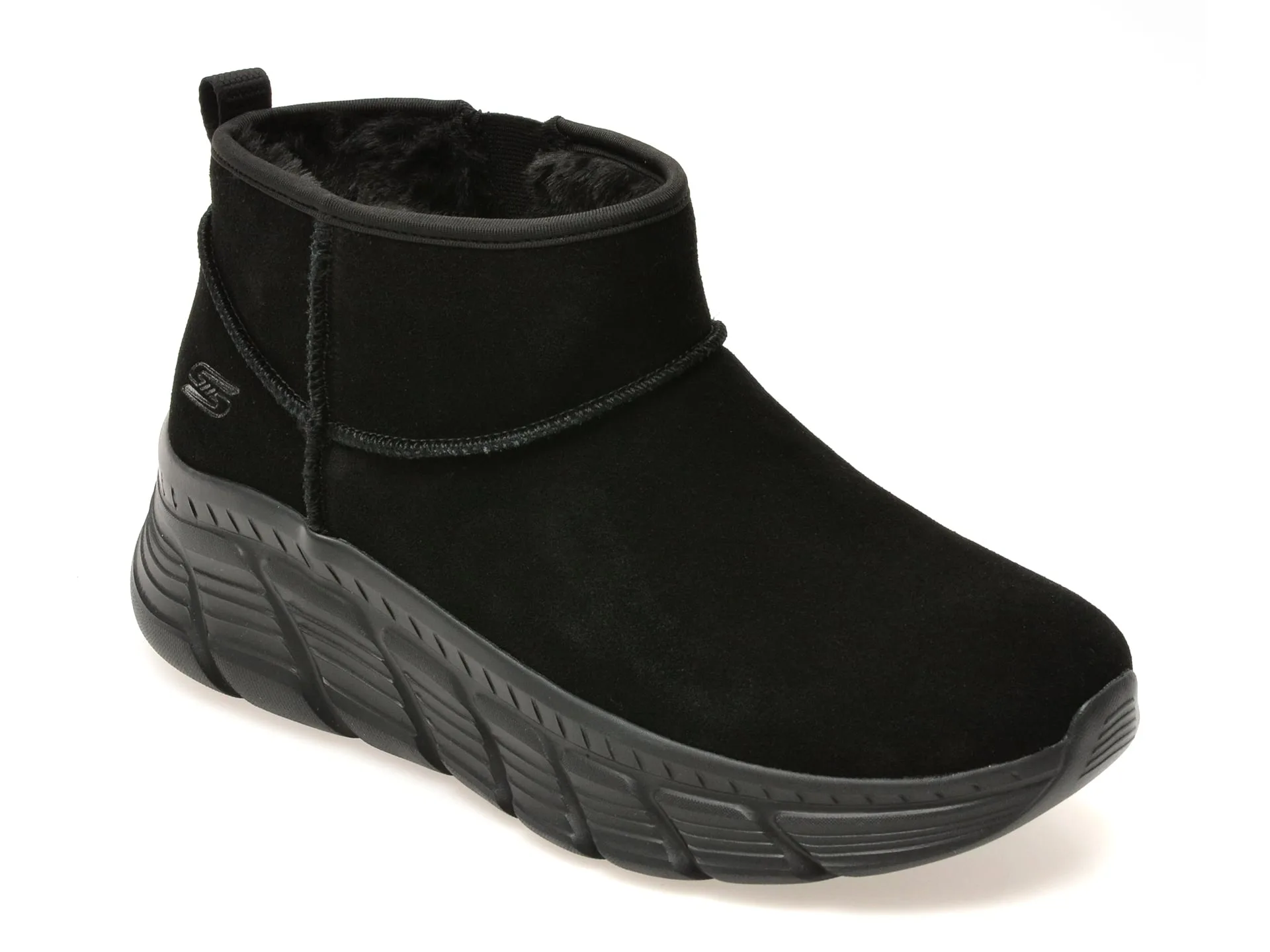Ghete SKECHERS negre, BOBS B FLEX HI, din piele intoarsa 1 Ghete SKECHERS negre