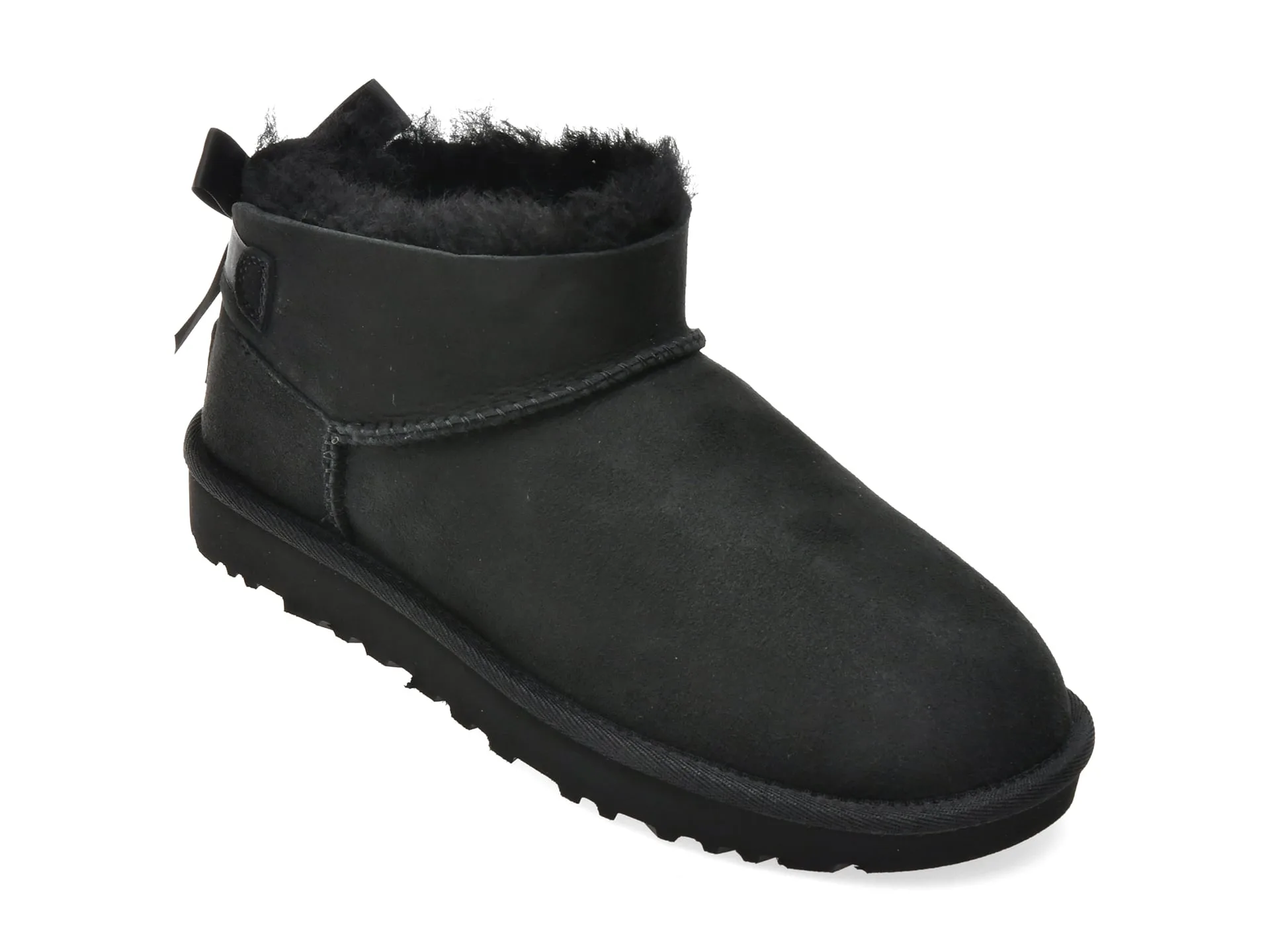 Ghete UGG negre, ULTRA MINI BAILEY BOW, din piele intoarsa 1 Ghete UGG negre