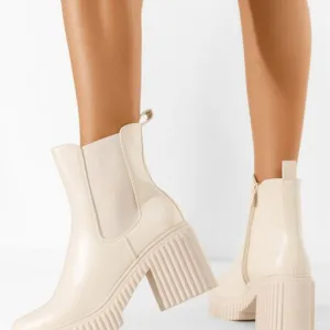 Ghete chelsea dama bej Enicena