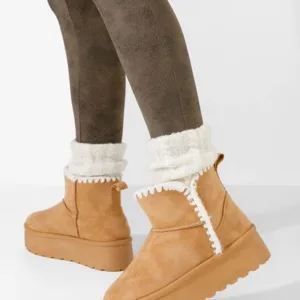 Ghete cu platformă Lorely camel
