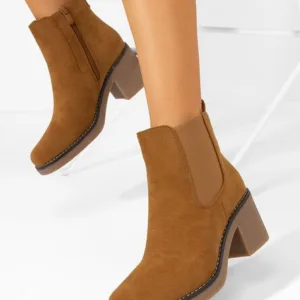 Ghete cu toc Winnifred camel