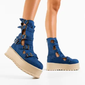 Ghete dama Stripe Albastre